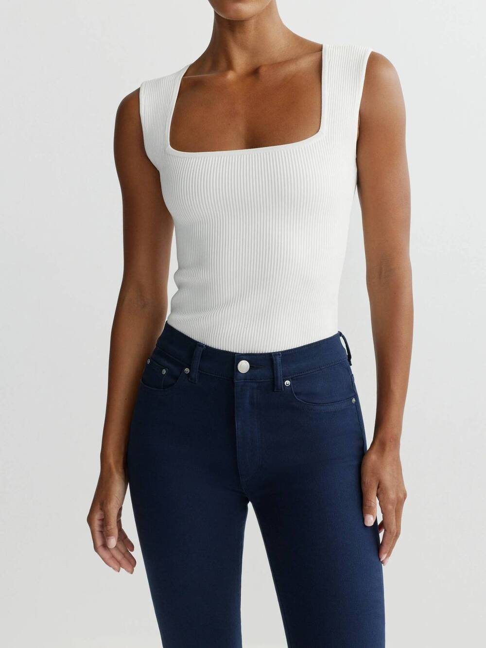 NEW DL1961 - WOMEN'S square neck top in white